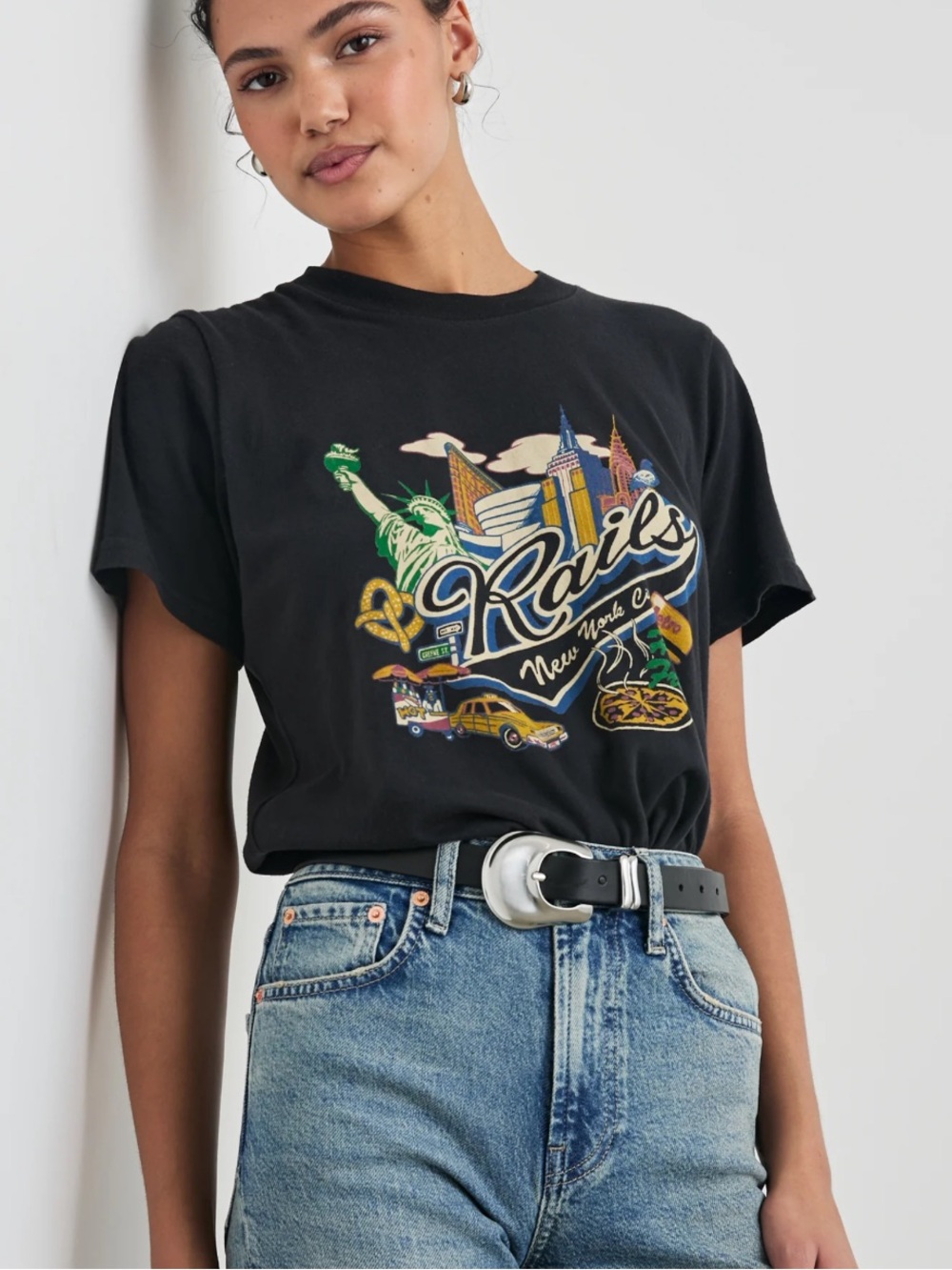 Rails Black New York Graphic boyfriend Tee